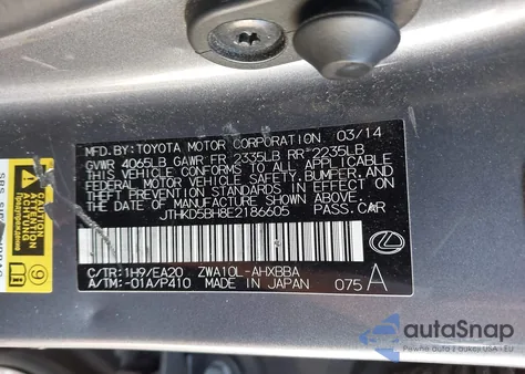 2014 Lexus Ct 200H from USA, damaged, VIN JTHKD5BH8E2186605